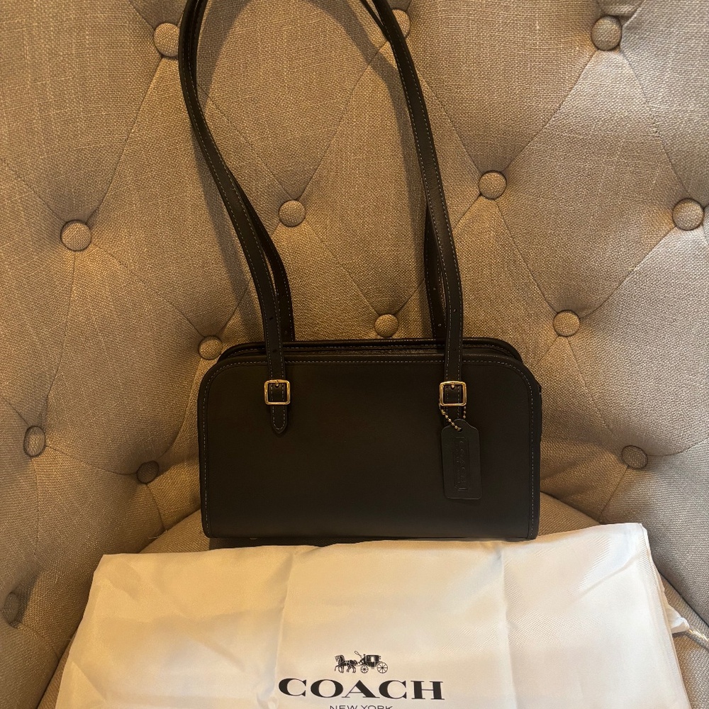 Coach Black Leather Shoulder Bag- brand new in box